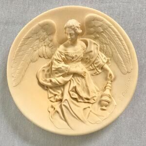 Handcast Angels Ivory Alabaster Herald Christmas Plate Bradford Exchange